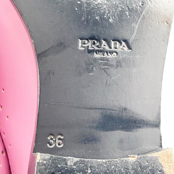 Prada Pink Studded Leather Oxford Lace Up Shoes with Silver Hardware IT 36 - Picture 13 of 13
